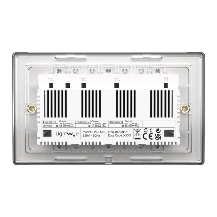 Lightwave 3 Gang Smart Dimmer- white