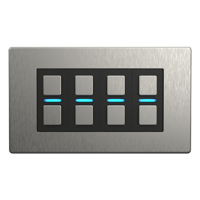 Lightwave 4 Gang Smart Dimmer- Stainless Steel