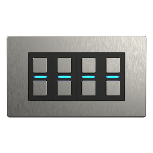 Lightwave 4 Gang Smart Dimmer- Stainless Steel