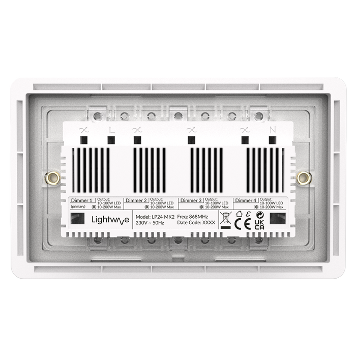 Lightwave 4 Gang Smart Dimmer- White