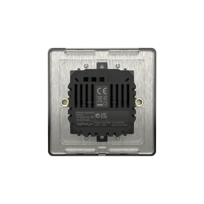 Lightwave 1 Gang Smart Dimmer - Stainless Steel