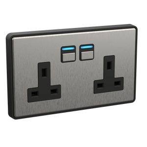 Lightwave 2 Gang Smart Socket (stainless steel)