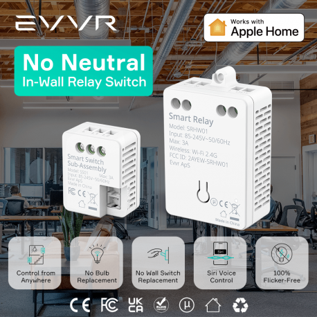 EVVR In-Wall Relay Switch (HomeKit WIFI)